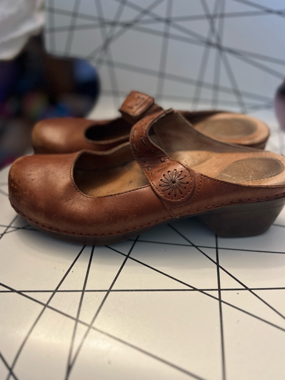 Dansko Brown Leather Mary Jane Clogs - Comfortable Slip-On Heels Sz 39 us 8.5/9
